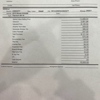 Cedar Park Nissan - Their ridiculous price quote which was conveniently inflated to an even $10,000 - Car Dealers Near Me - Cedar Park, Texas