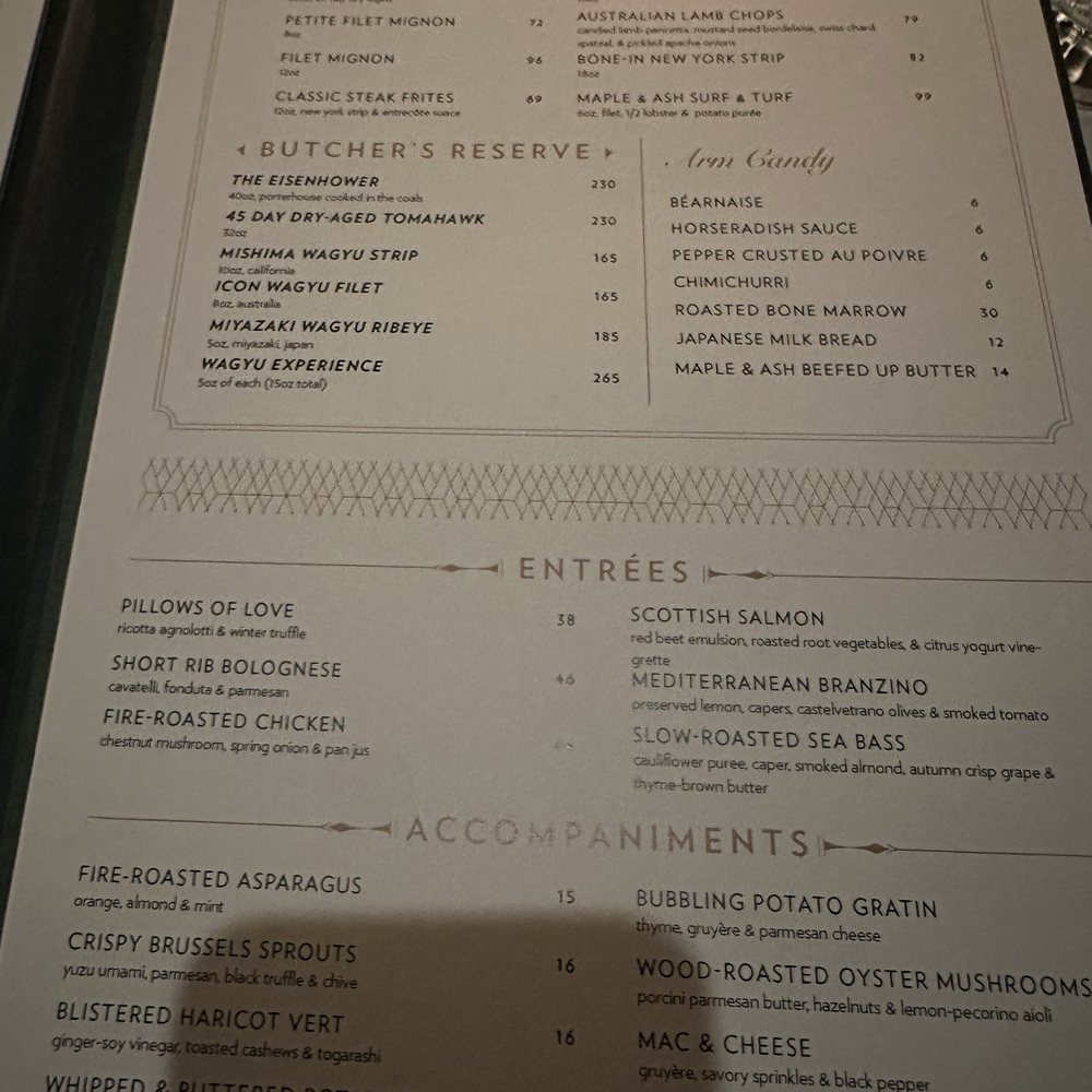 Maple & Ash - menu - Steakhouses Near Me - Scottsdale, Arizona Maple & Ash - menu - Steakhouses Near Me - Scottsdale, Arizona
