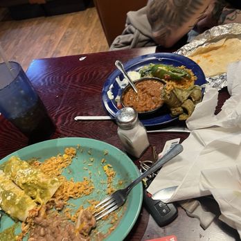 Volcano’s Cantina and Grill - More pics of Enchiladas Verdes and the fixings for the Molcajete Ranchero - Mexican Near Me - Norman, Oklahoma