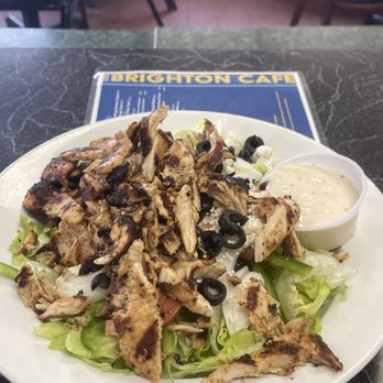 Brighton Cafe - The best Grilled chicken on Grilled Chicken Greek Salad. - Breakfast & Brunch Near Me - Brighton, Massachusetts