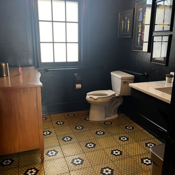 Belfre Kitchen - One restroom is tight for accessibility with a dresser inside. - Breakfast & Brunch Near Me - Delafield, Wisconsin