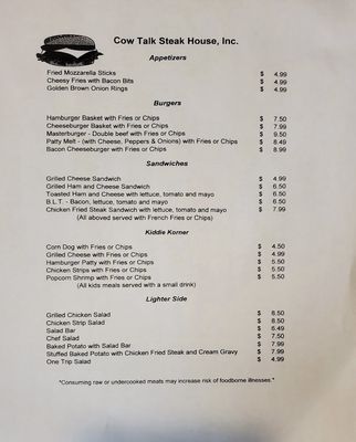 Menu photo 3 Cow Talk Steak House Navasota, TX