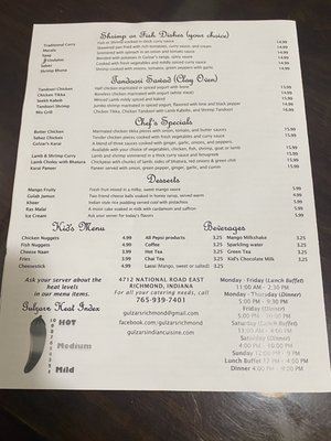 Menu photo 4 Gulzar's Indian Cuisine Richmond, IN Menu photo 4 Gulzar's Indian Cuisine Richmond, IN