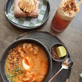 Third Place - Fish congee, nutty cold brew, Texas peach semita, all delicious! - Empanadas Near Me - Houston, Texas