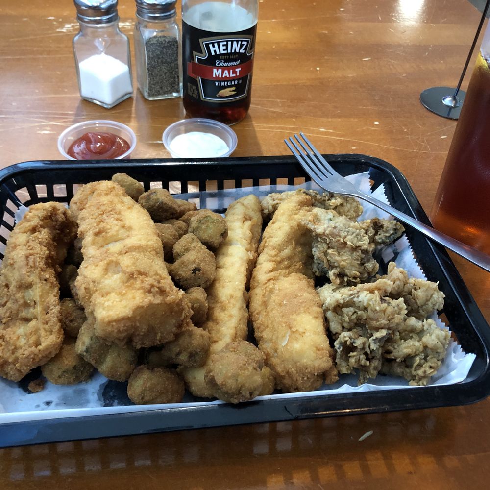 Quality Seafood Wholesale - Go Fish dinner, cod and oysters, w/ fried okra & stealth hush puppies (you can't see them because they forgot them) - Seafood Near Me - Austin, Texas Quality Seafood Wholesale - Go Fish dinner, cod and oysters, w/ fried okra & stealth hush puppies (you can't see them because they forgot them) - Seafood Near Me - Austin, Texas