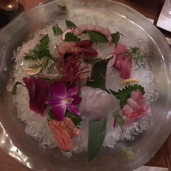 Kata Robata - Chef's Sashimi for Two. Salmon, tuna, sweet shrimp, fatty tuna, amberjack, snapper, yellow tail and golden eye snapper. 4-5 slices for each. - Sushi Bars Near Me - Houston, Texas