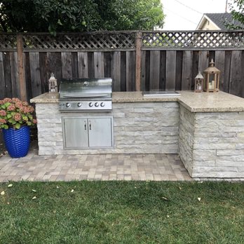 Vision LC Inc - New pavers with El Dorado Stone GFRC cabinets, stone veneer and granite top. Summerset BBQ - Landscaping Near Me - San Jose, California Vision LC Inc - New pavers with El Dorado Stone GFRC cabinets, stone veneer and granite top. Summerset BBQ - Landscaping Near Me - San Jose, California