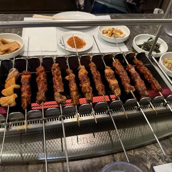 Feng Mao Lamb Kebab - Olympic - Lamb Kebab (5) / Beef Kebab (5) / Squid Kebab (on the far left) - Chinese Near Me - Los Angeles, California Feng Mao Lamb Kebab - Olympic - Lamb Kebab (5) / Beef Kebab (5) / Squid Kebab (on the far left) - Chinese Near Me - Los Angeles, California