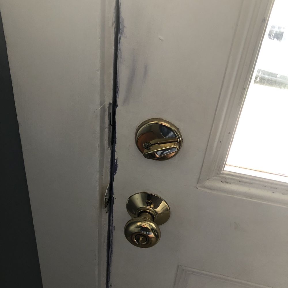 First Choice Masonry - Sloppy paint job got on inside of the door - Roofing Near Me First Choice Masonry - Sloppy paint job got on inside of the door - Roofing Near Me