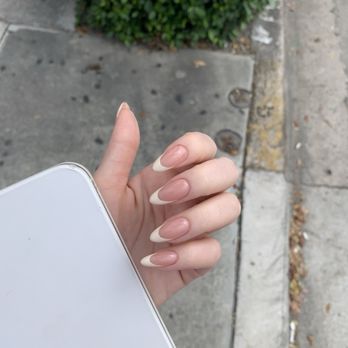 Polished Nails - Gel mani on natural nails no extensions with French - Nail Salons Near Me - Montclair, California
