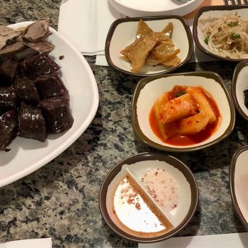 Ap Gu Jung - Blood sausage mixture platter plus side dishes - Korean Near Me - Diamond Bar, California