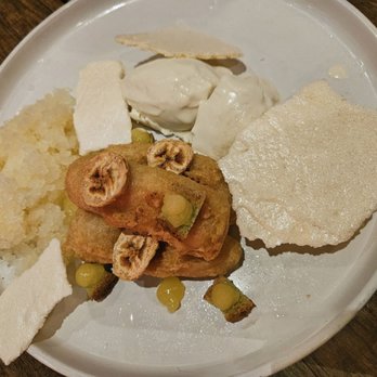 Electric Piggy BBQ - Ask your server about special desserts.  Organic ladyfingers, bananas, granita, pandan, meringue, citrus. - Barbeque Near Me - Markham, Ontario