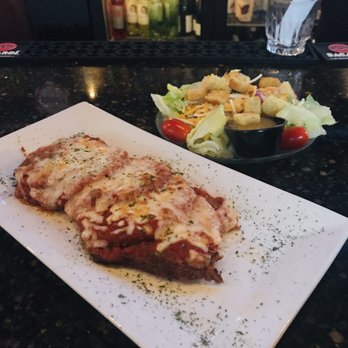 The Establishment - Eggplant parm and side house salad - Pizza Near Me - Chelmsford, Massachusetts The Establishment - Eggplant parm and side house salad - Pizza Near Me - Chelmsford, Massachusetts