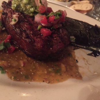 McPhee's Grill - Rib eye with salsas - Steakhouses Near Me - Templeton, California