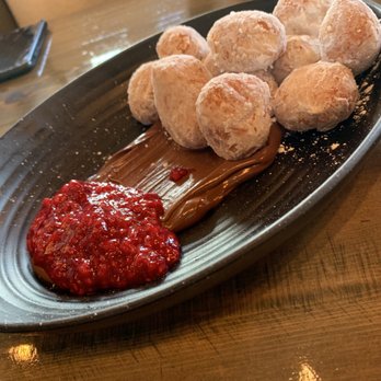Oak Wood Fire Kitchen - Beignets with Nutella and raspberry jam - Pizza Near Me - Draper, Utah Oak Wood Fire Kitchen - Beignets with Nutella and raspberry jam - Pizza Near Me - Draper, Utah