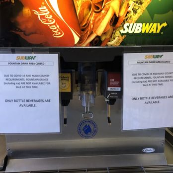 Subway - Notice on fountain drinks - Sandwiches Near Me - Makawao, Hawaii