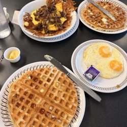 Waffle House - Sausage Egg & Cheese Hashbrown Bowl, 2 sunny side up eggs