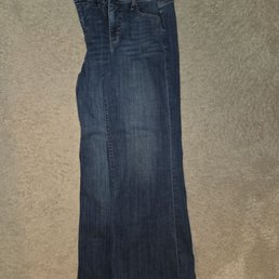 Side by side of the length they used to be in another pair of jeans that are same brand, identical Side by side of the length they used to be in another pair of jeans that are same brand, identical