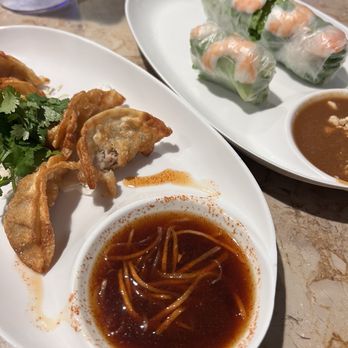 Pho Hut & Grill - Potstickers and half eaten spring rollls - Vietnamese Near Me - San Diego, California Pho Hut & Grill - Potstickers and half eaten spring rollls - Vietnamese Near Me - San Diego, California