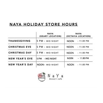 NaYa Dessert Cafe - NAYA Holiday Store Hours - Desserts Near Me - San Francisco, California NaYa Dessert Cafe - NAYA Holiday Store Hours - Desserts Near Me - San Francisco, California