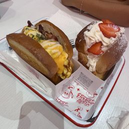 Bacon egg and cheese and the cinnamon bread Bacon egg and cheese and the cinnamon bread