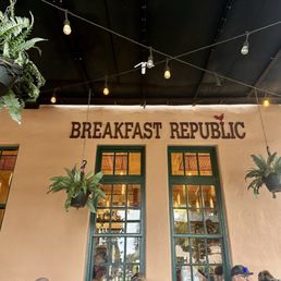 Signage in outside seating area