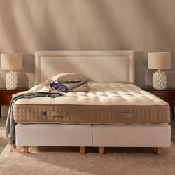 The Vispring Cashmere Supreme mattress with Helios Headboard and Luxe Divan mattress base.