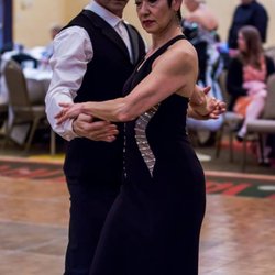 Two students performing at a dance event