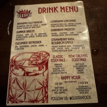 Clesi's Restaurant & Catering - Drink menu - Seafood Near Me - New Orleans, Louisiana Clesi's Restaurant & Catering - Drink menu - Seafood Near Me - New Orleans, Louisiana