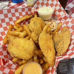 Fried fish basket and fries Fried fish basket and fries