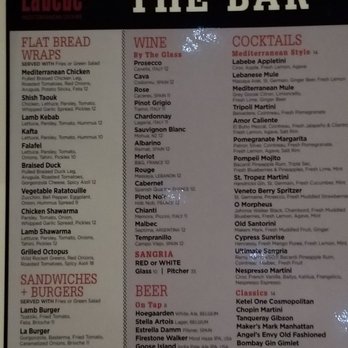 Labebe Prime - Bar menu - Mediterranean Near Me - North Brunswick, New Jersey