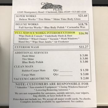 Car Wash Plus - Price list - Car Wash Near Me - Cincinnati, Ohio Car Wash Plus - Price list - Car Wash Near Me - Cincinnati, Ohio