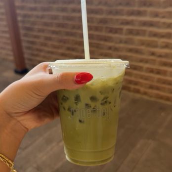 Paperboy South - Ice vanilla Matcha latte - Breakfast & Brunch Near Me - Austin, Texas