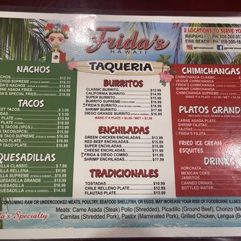 Frida's Hawaii - Menu - Tacos Near Me - Ewa Beach, Hawaii Frida's Hawaii - Menu - Tacos Near Me - Ewa Beach, Hawaii