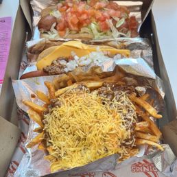 Spicy Chicago Polish Dog, Chili Cheese Dog, and Chili Cheese Fries Spicy Chicago Polish Dog, Chili Cheese Dog, and Chili Cheese Fries