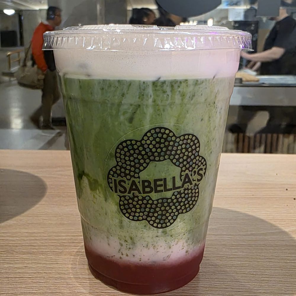 Strawberry matcha latte with oat milk Strawberry matcha latte with oat milk