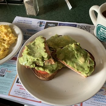 Metro Diner - Avocado Toast with scrambled eggs and coffee - Diners Near Me - Ponte Vedra Beach, Florida Metro Diner - Avocado Toast with scrambled eggs and coffee - Diners Near Me - Ponte Vedra Beach, Florida