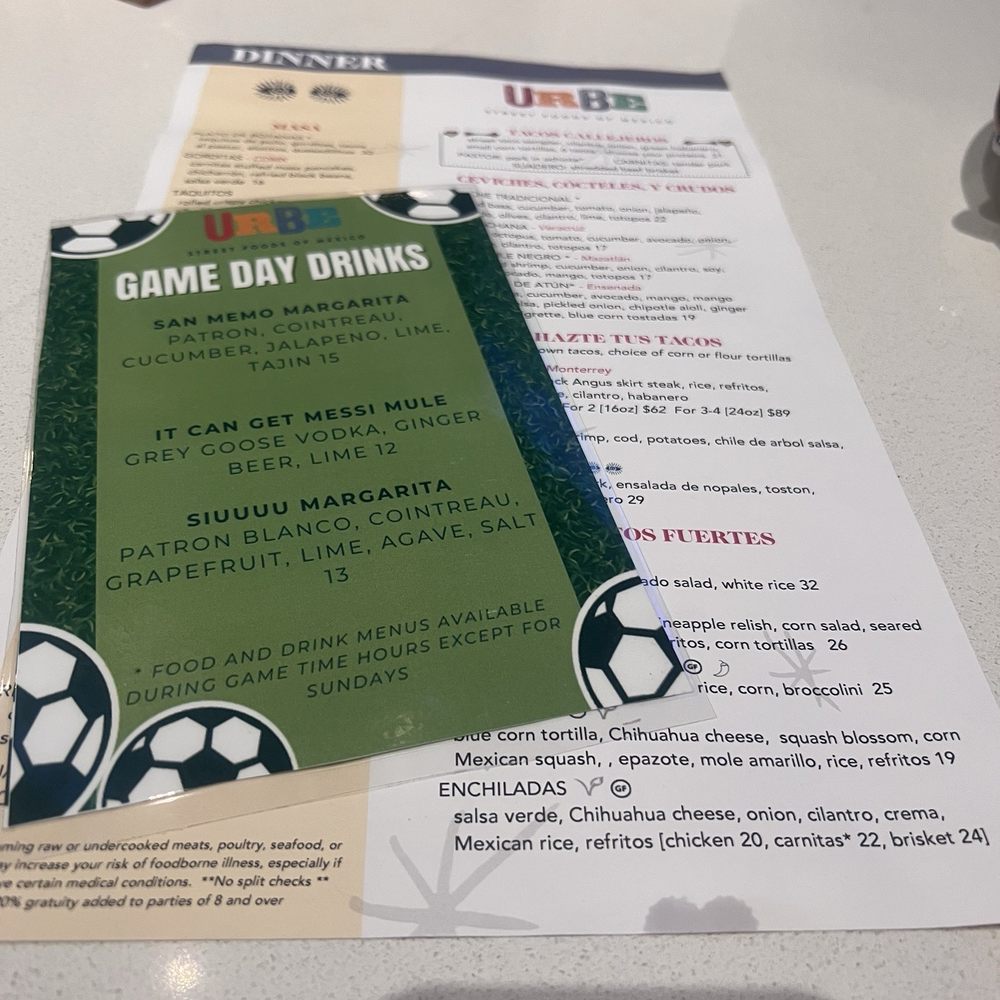 Urbe - Soccer menu - Mexican Near Me - Houston, Texas Urbe - Soccer menu - Mexican Near Me - Houston, Texas