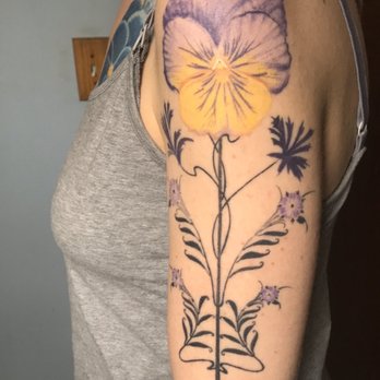 Dzul Ink Lounge - Large pansy art nouveau piece - Tattoo Near Me - Seattle, Washington Dzul Ink Lounge - Large pansy art nouveau piece - Tattoo Near Me - Seattle, Washington