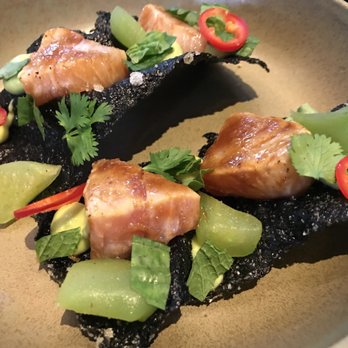 Villon - Hamachi Tataki on Nori Chip - New American Near Me - San Francisco, California Villon - Hamachi Tataki on Nori Chip - New American Near Me - San Francisco, California