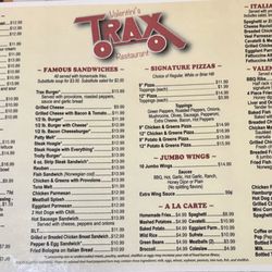 Trax Lounge - Menu