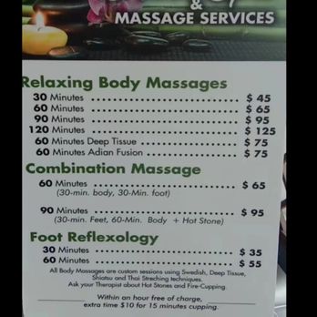 La Quinta Alice Spa Massage - As you can clearly see here are their prices and this is what you are getting for the 90 minute massage. - Massage Near Me - La Quinta, California