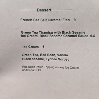 Katsuno - Dessert menu: must try the Green Tea Tiramisu with Black Sesame goodness. - Japanese Near Me - Forest Hills, New York