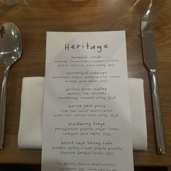 Heritage - Our menu for the night - Modern European Near Me - Long Beach, California Heritage - Our menu for the night - Modern European Near Me - Long Beach, California