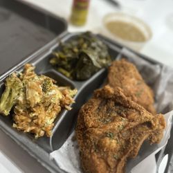 Heaven In Your Home - Fried Chicken with greens, Lima beans and broccoli casserole