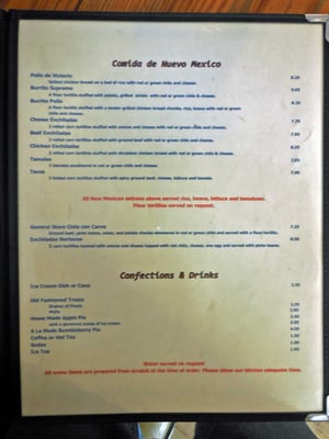Menu photo 1 Hillsboro General Store Hillsboro, NM