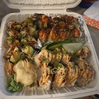 Sushi Day - Dragon, Lion King California Roll with Baked Salmon and Chef - Sushi Bars Near Me - San Jose, California