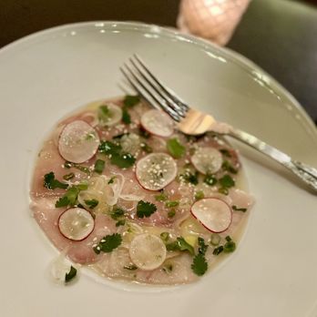 Maple & Ash - HAMACHI CRUDO $24 habanero ponzu. spring onion & french breakfast radishes - Steakhouses Near Me - Scottsdale, Arizona