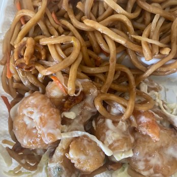 Papa Chen - Half of the walnut shrimp lunch special with chow mein - Chinese Near Me - Brentwood, California