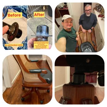 Andrei & Services - selfie with a happy client and the newly revived chair. - Handyman Near Me Andrei & Services - selfie with a happy client and the newly revived chair. - Handyman Near Me